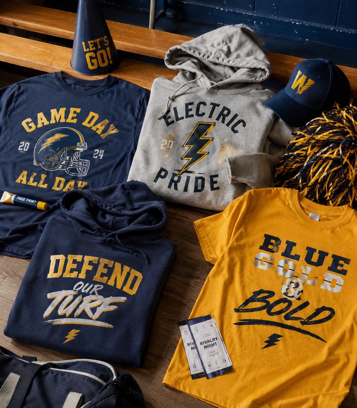 Custom spirit wear printed for a school game day